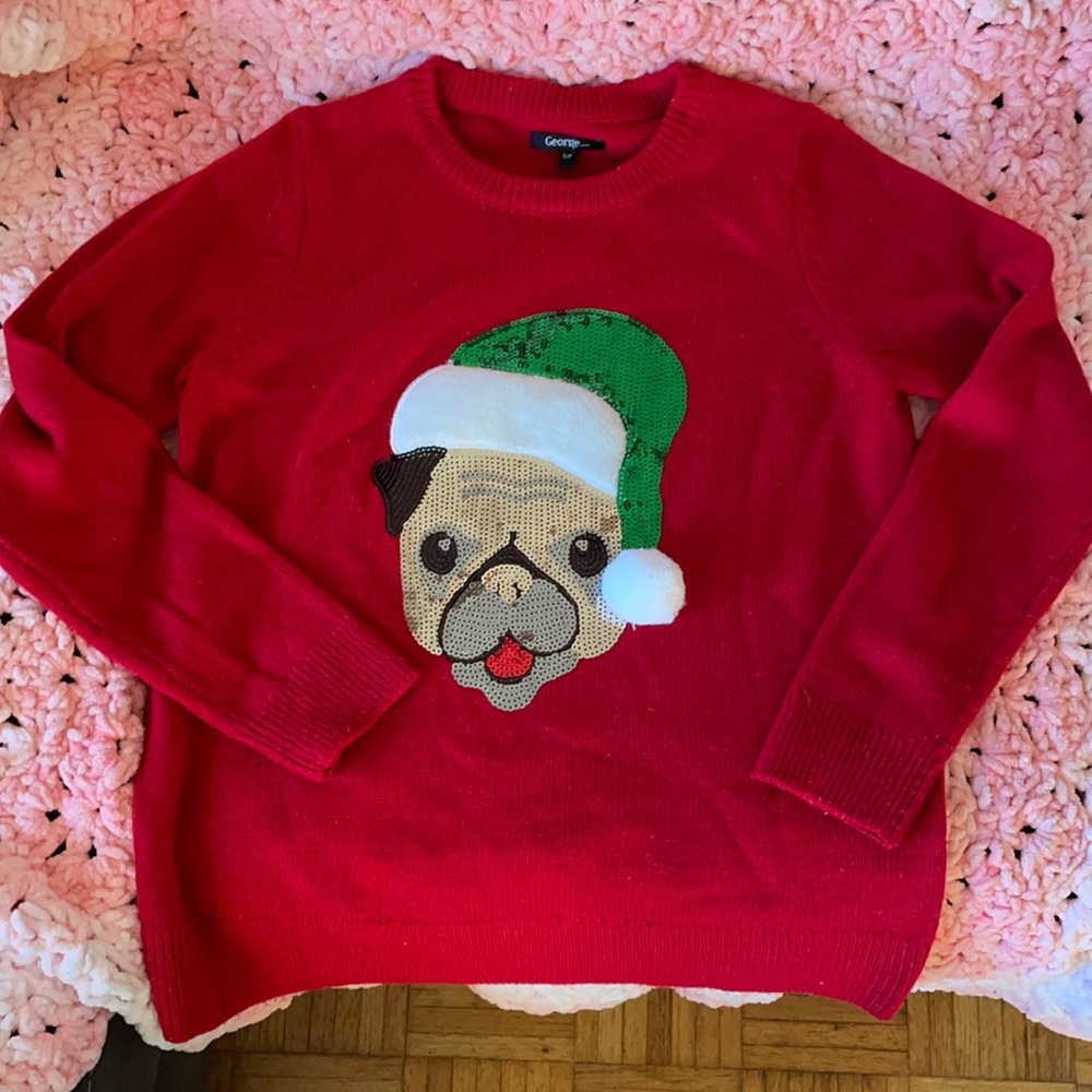 Sequence Pug Christmas Red sweater, size Small ♥️🐶